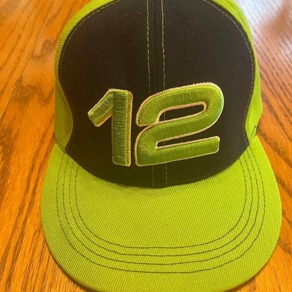 Seattle Seahawks Navy Blue and Lime Green #12 Snapback Hat
